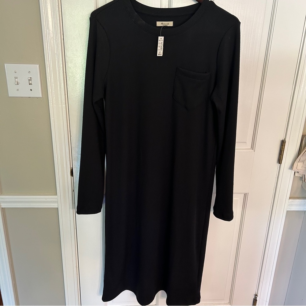 Madewell ribbed long sleeve pocket dress